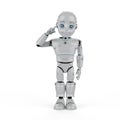 Cute robot with cartoon character think Royalty Free Stock Photo